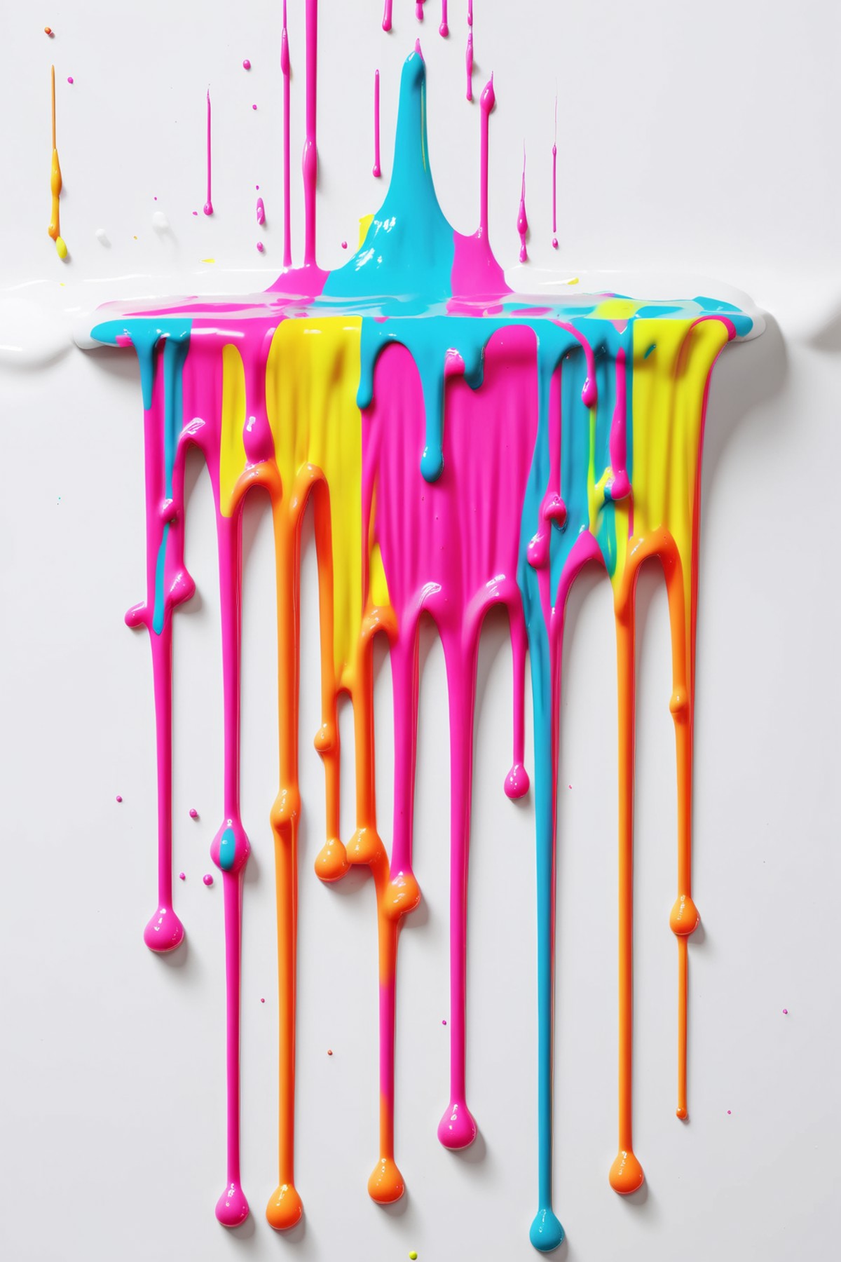 <lora:Dripping Art:1>Dripping Art - solid white backgound with neon colored paint dripping down from the top